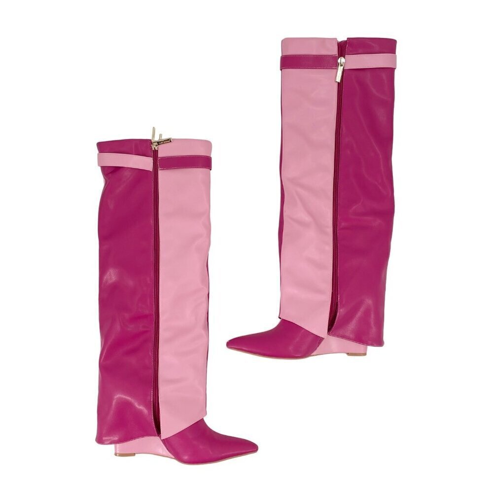 Cape Robbin Shark Padlock Boots Valeri-5 Womens Size 6.5 Faux Leather Barbiecore